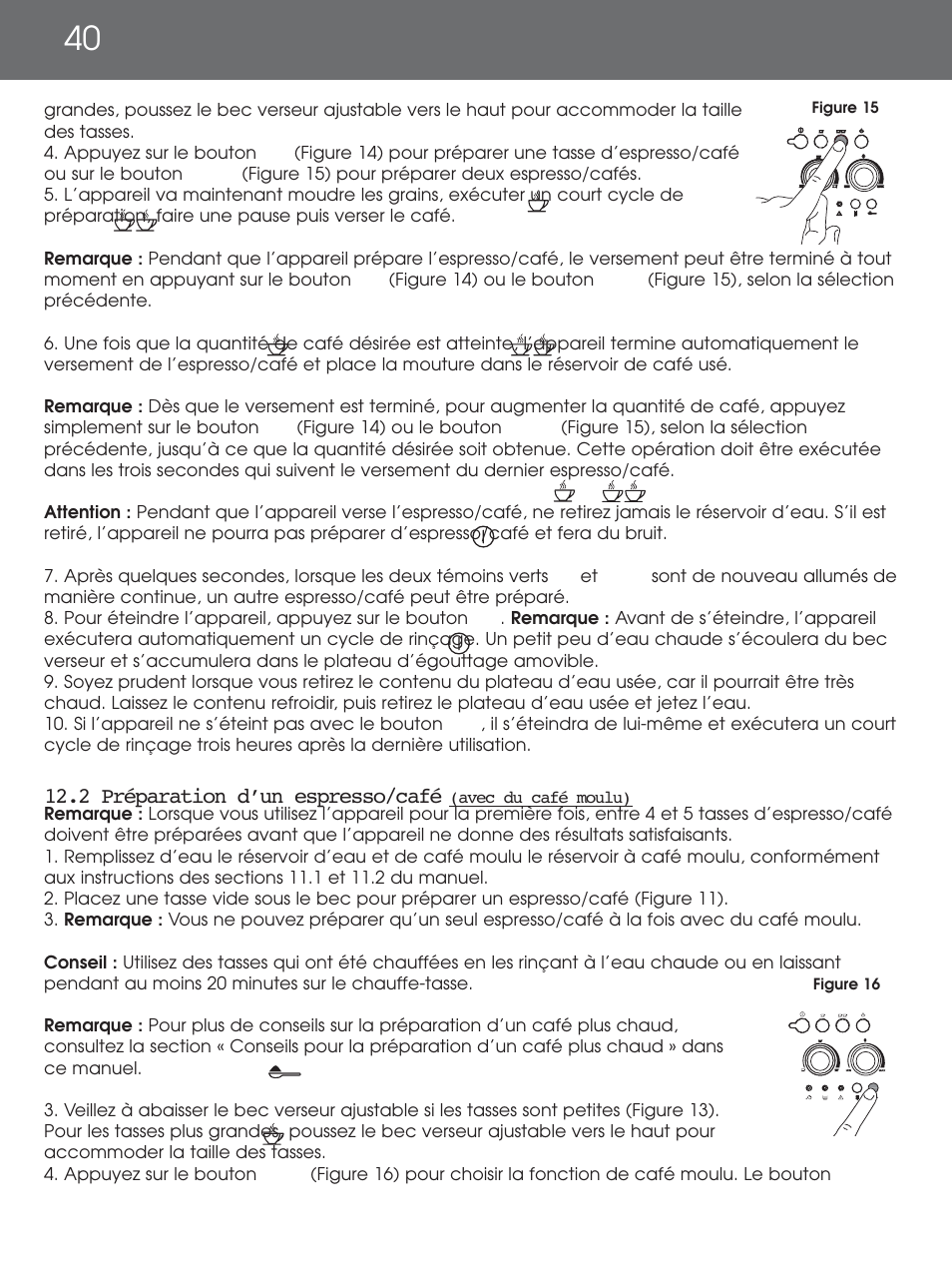 2 préparation d’un espresso/café | DeLonghi EAM4000 Series User Manual | Page 40 / 108