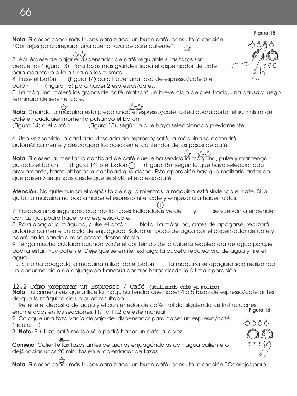 2 cómo preparar un espresso / café | DeLonghi EAM4000 Series User Manual | Page 66 / 108