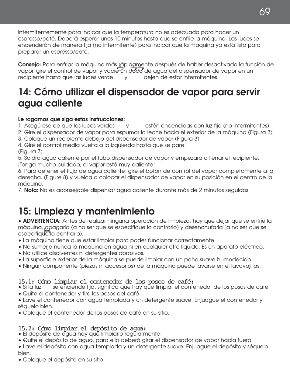 Limpieza y mantenimiento | DeLonghi EAM4000 Series User Manual | Page 69 / 108