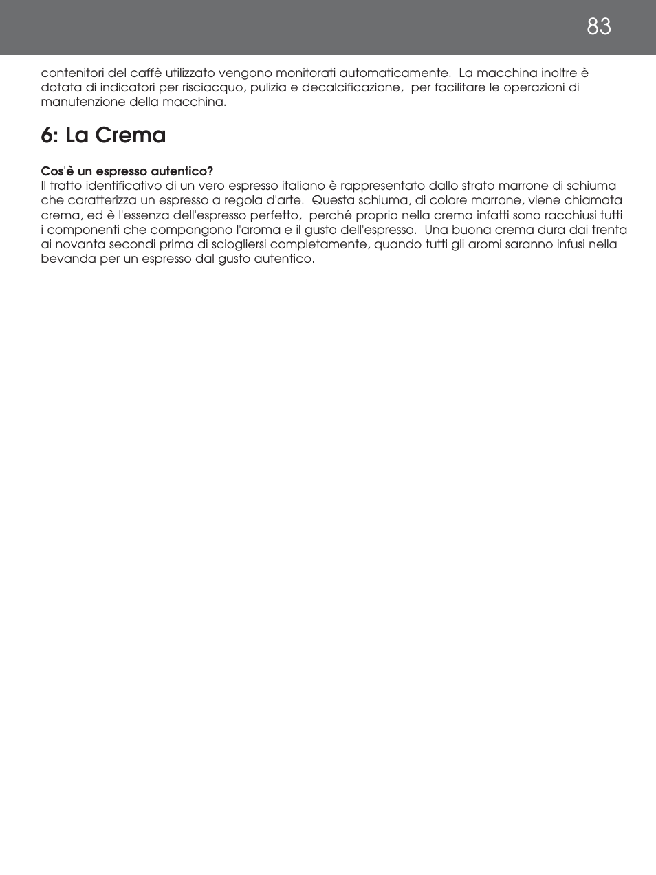 La crema | DeLonghi EAM4000 Series User Manual | Page 83 / 108