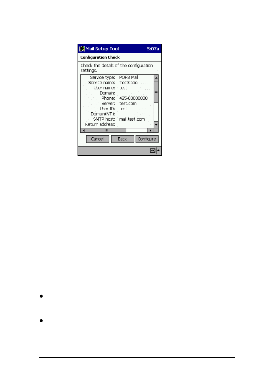 Casio E-125 Mail Setup Tool V.1.2 User Manual | Page 9 / 17