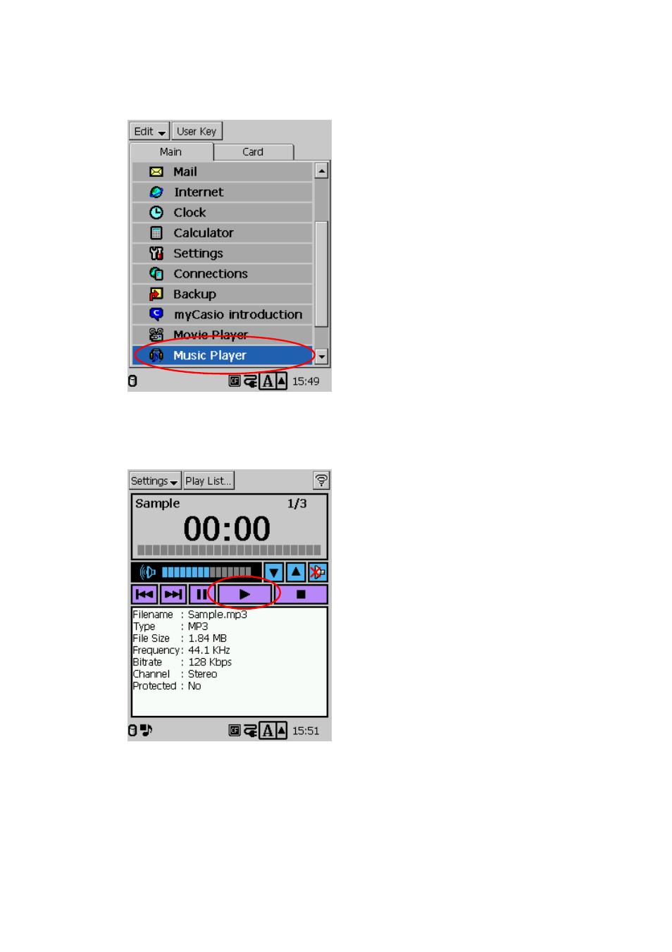 Casio BE-300 Listening to music on CASSIOPEIA User Manual | Page 10 / 10