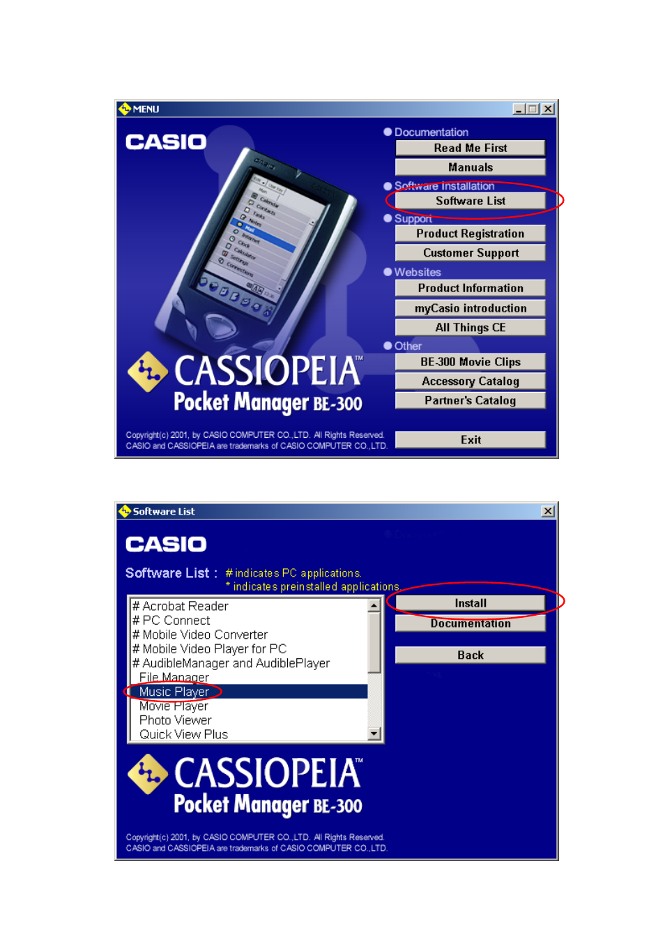 Casio BE-300 Listening to music on CASSIOPEIA User Manual | Page 3 / 10