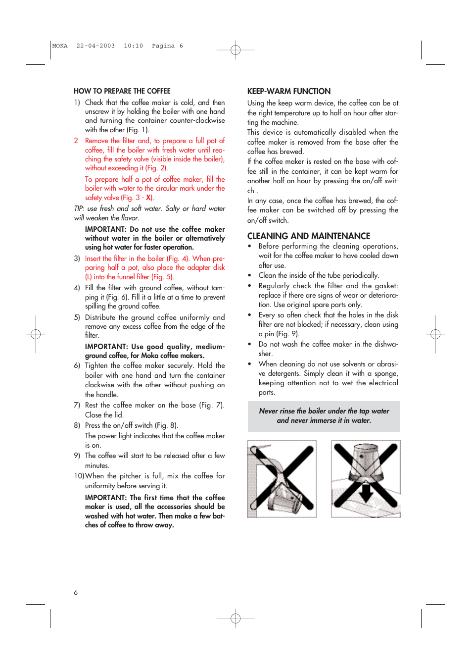 DeLonghi Electric Coffee Maker User Manual | Page 6 / 7