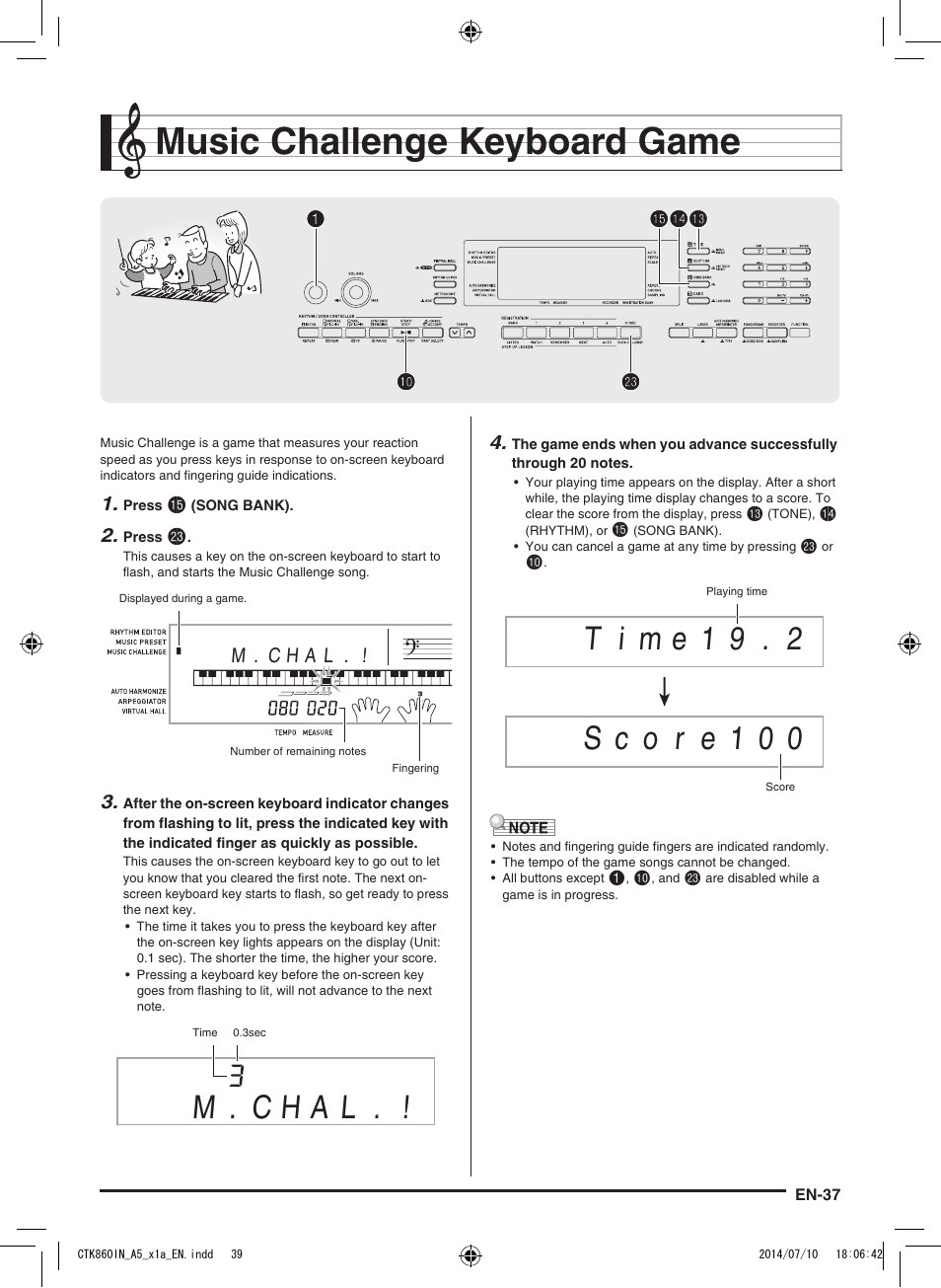 Music challenge keyboard game, Bk cn cn bo bobn bn bp bp 1 1, M . c h a l | Casio CTK-860IN User Manual | Page 38 / 82