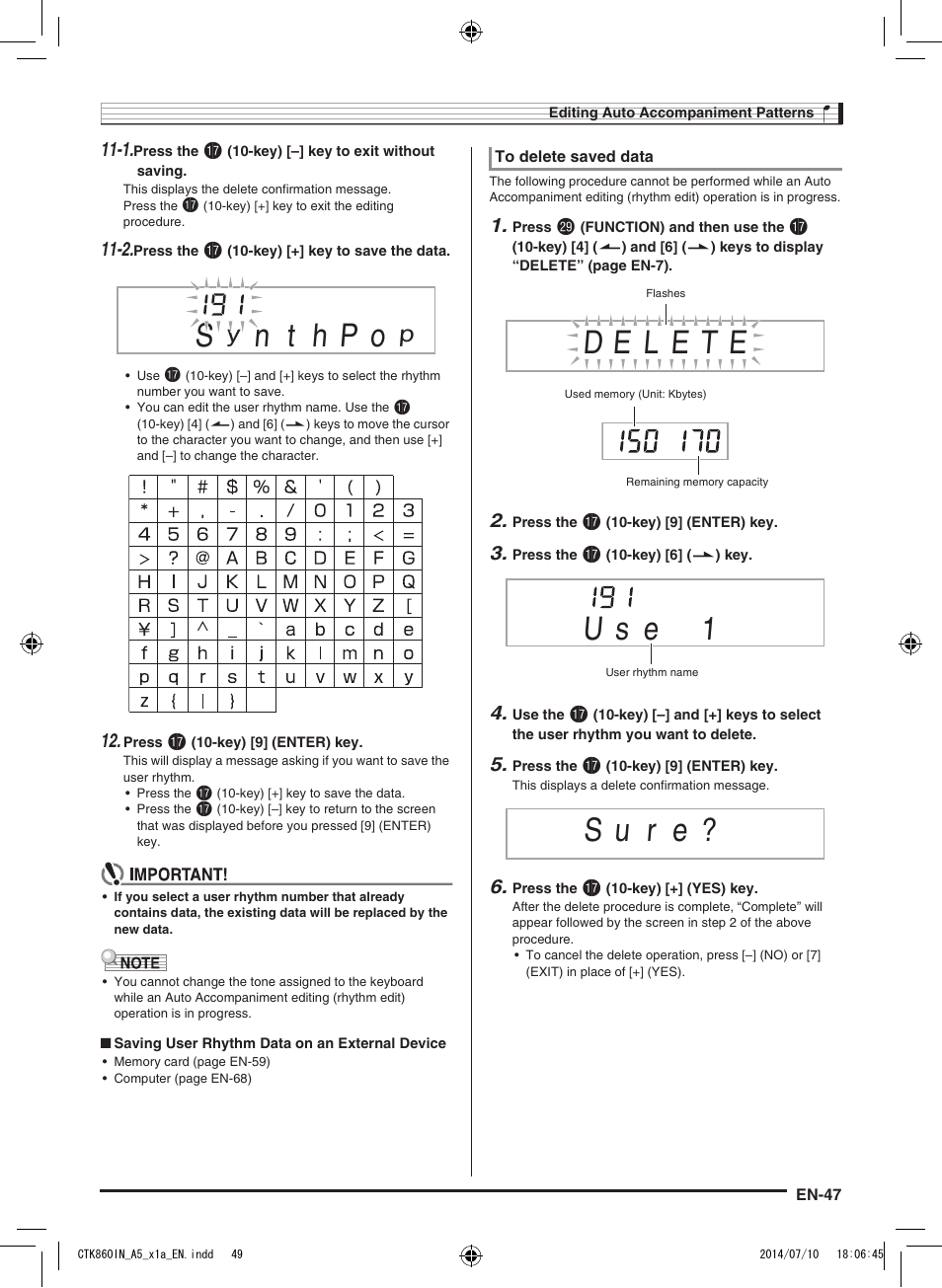 U s e 1, S u r e | Casio CTK-860IN User Manual | Page 48 / 82