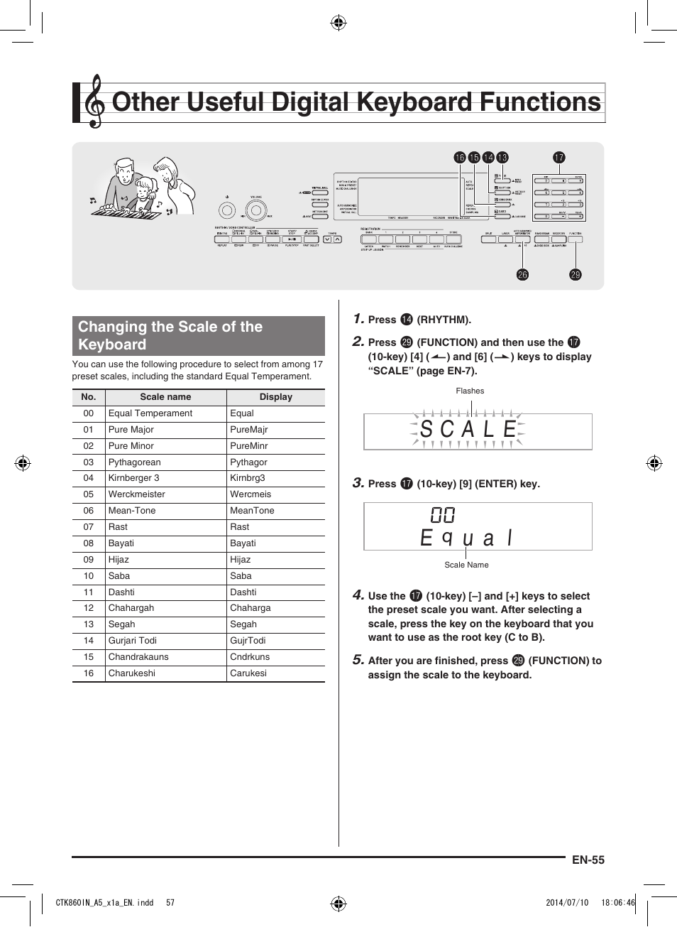 Other useful digital keyboard functions, U a l, Bo br br bn bn bp bp cq cq ct ct bq bq | Changing the scale of the keyboard | Casio CTK-860IN User Manual | Page 56 / 82