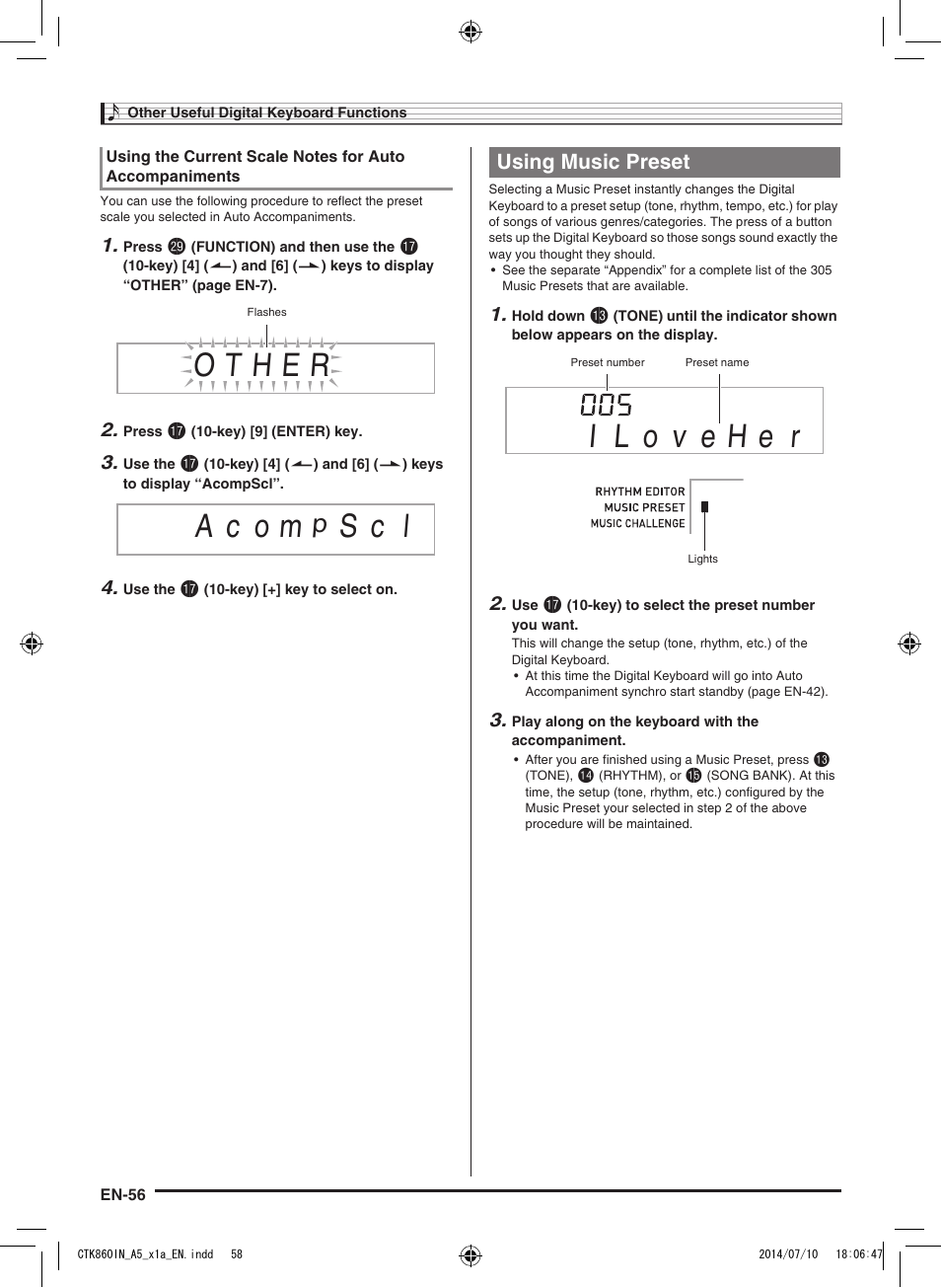 S c l, Using music preset | Casio CTK-860IN User Manual | Page 57 / 82