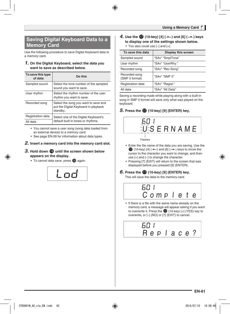 C o m, L a c e | Casio CTK-860IN User Manual | Page 62 / 82