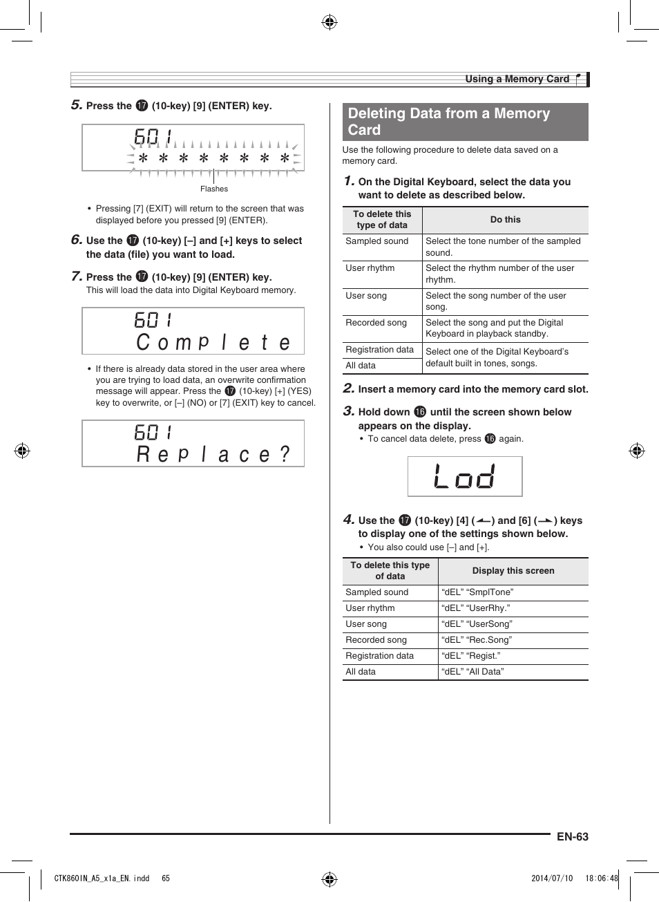C o m, L a c e | Casio CTK-860IN User Manual | Page 64 / 82