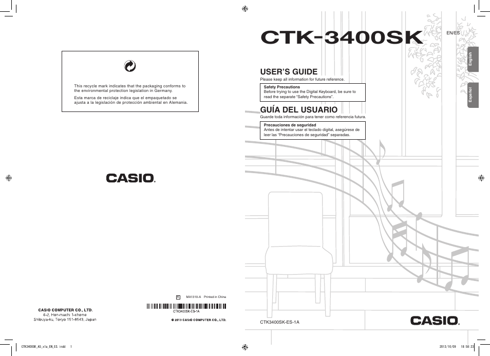 Casio CTK-3400 User Manual | 37 pages