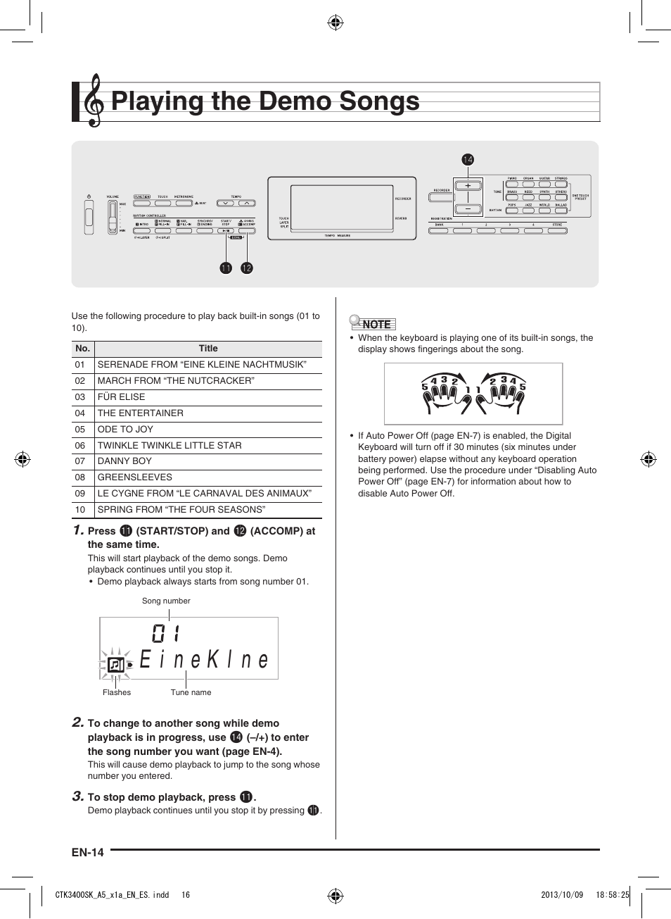 Playing the demo songs, Bl bl bm bm bo bo | Casio CTK-3400 User Manual | Page 16 / 37