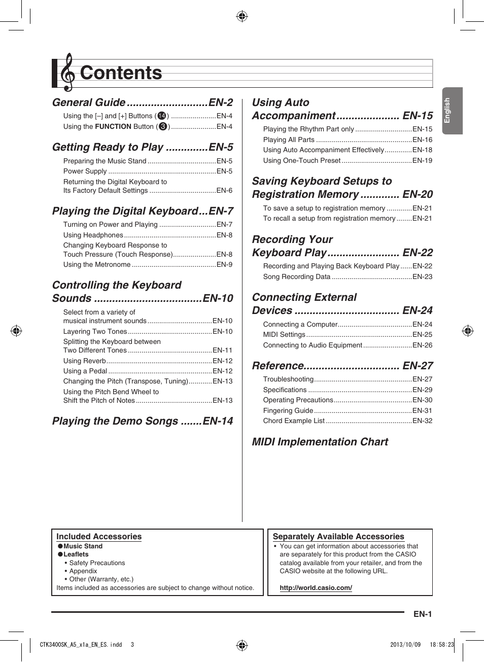 Casio CTK-3400 User Manual | Page 3 / 37