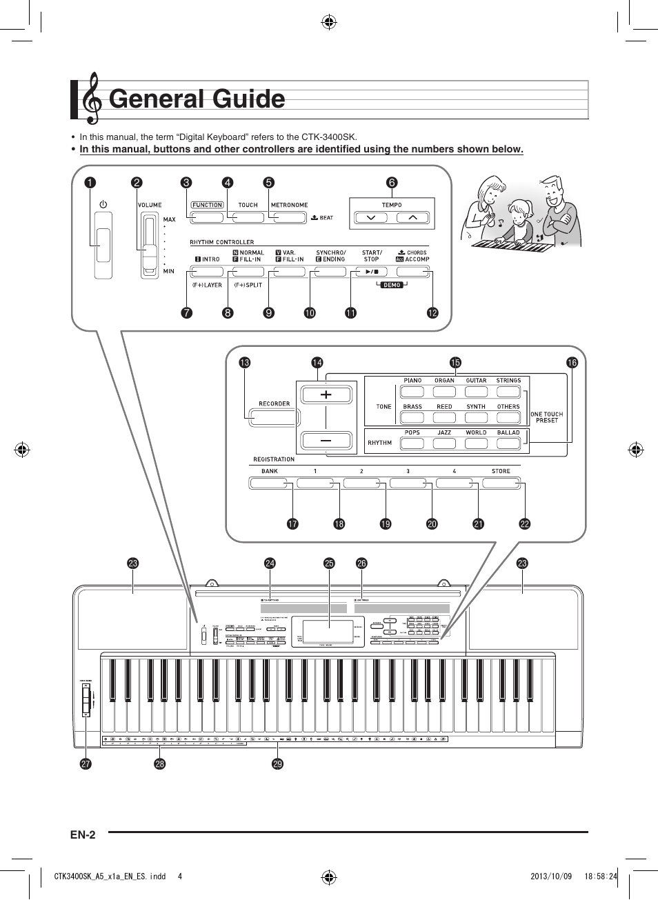 General guide | Casio CTK-3400 User Manual | Page 4 / 37