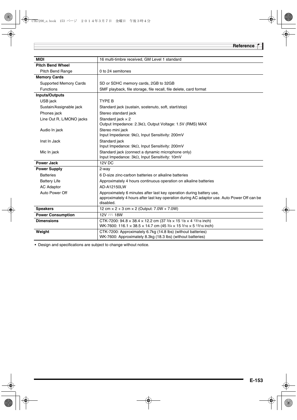 E-153 | Casio CTK-7200 User Manual | Page 155 / 169