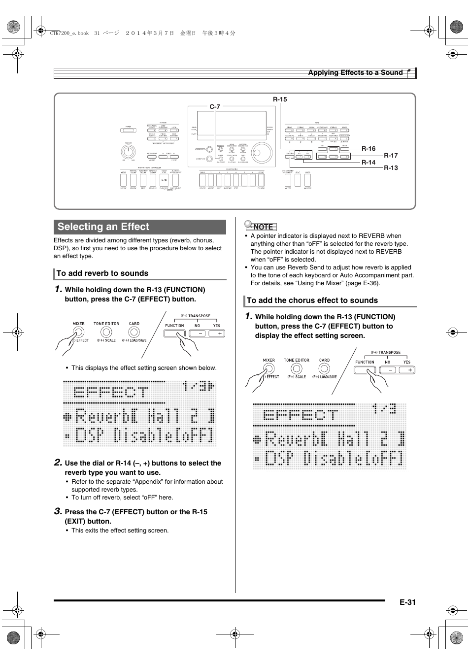 Selecting an effect | Casio CTK-7200 User Manual | Page 33 / 169