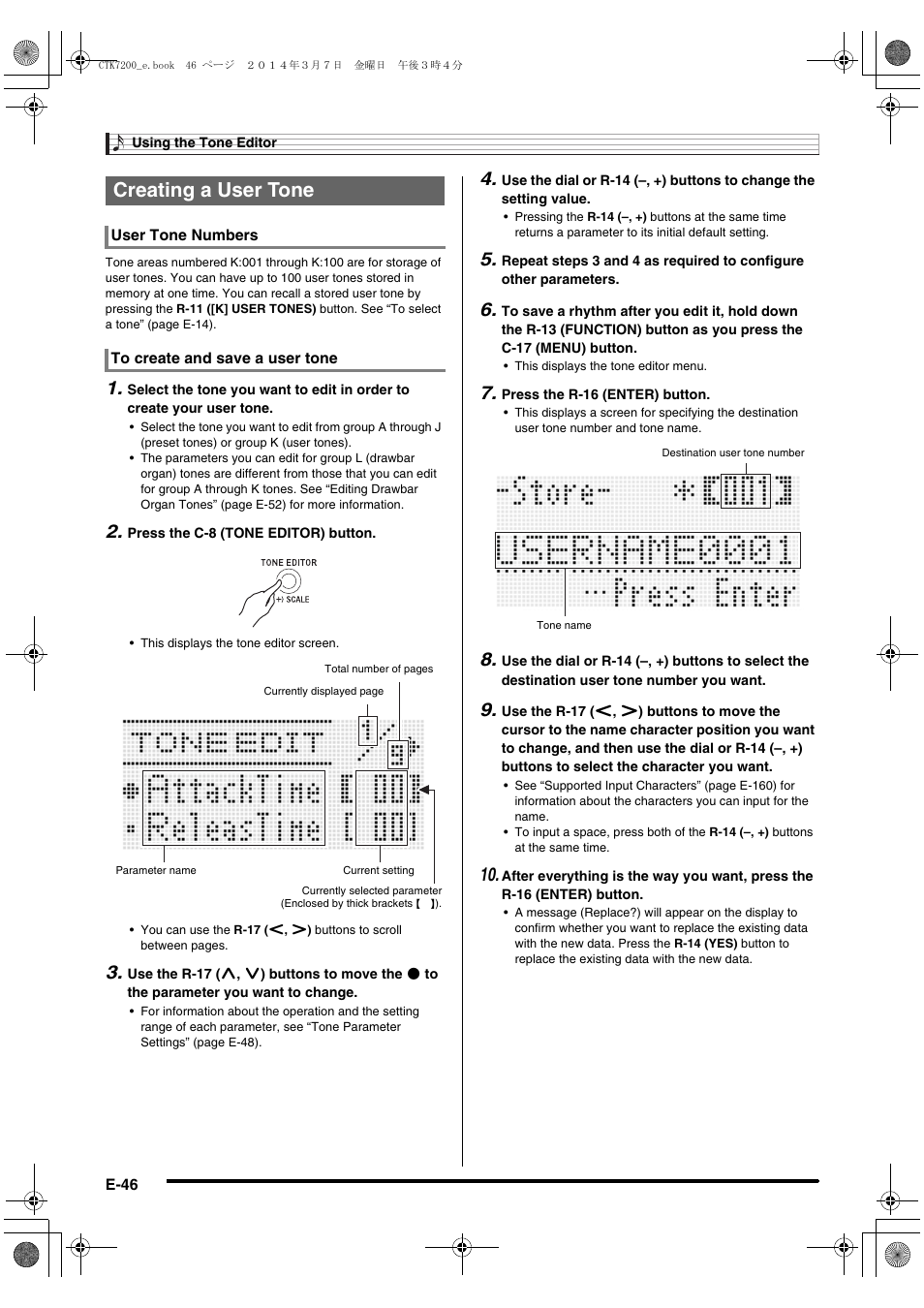Creating a user tone | Casio CTK-7200 User Manual | Page 48 / 169