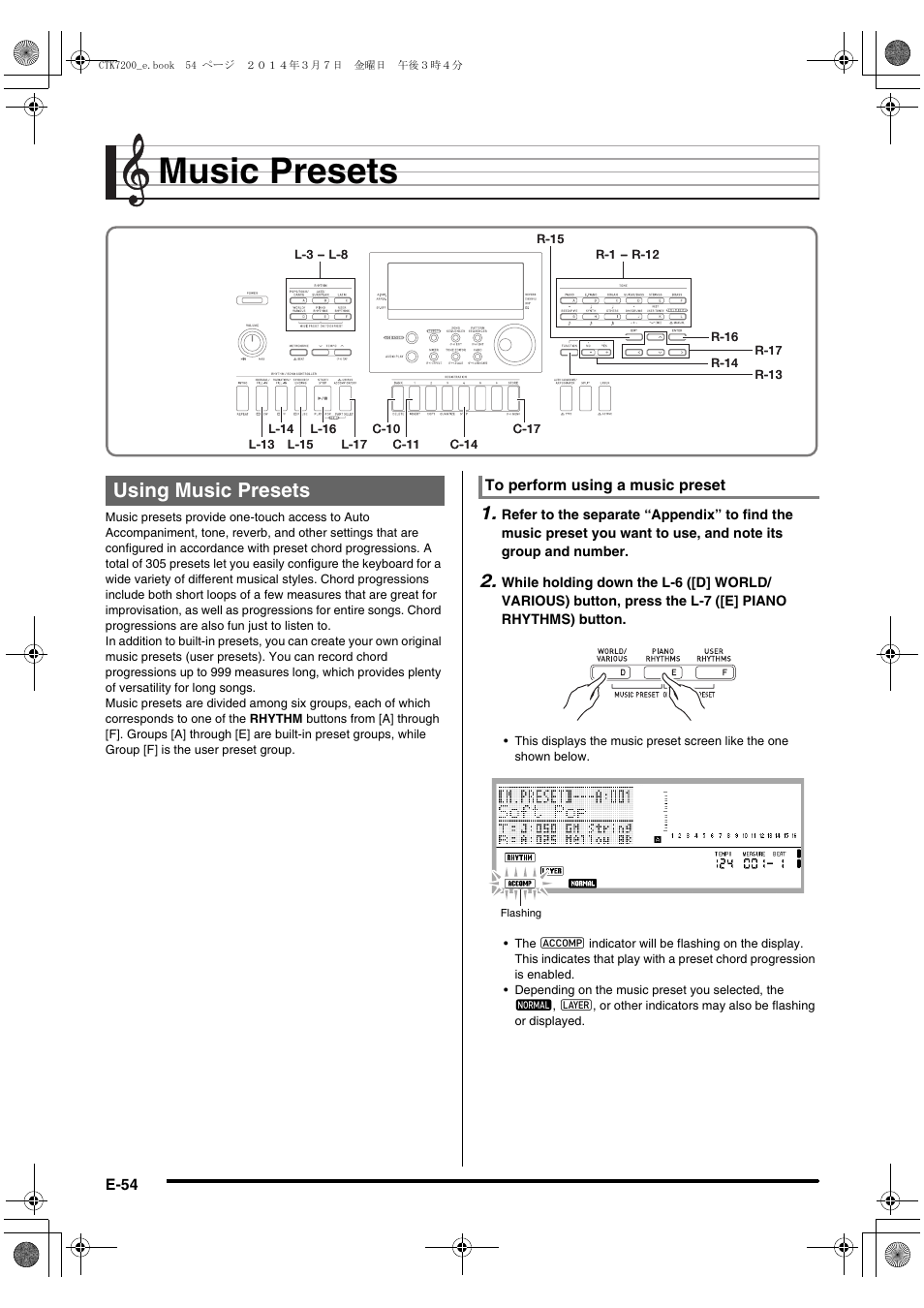 Music presets, Using music presets | Casio CTK-7200 User Manual | Page 56 / 169