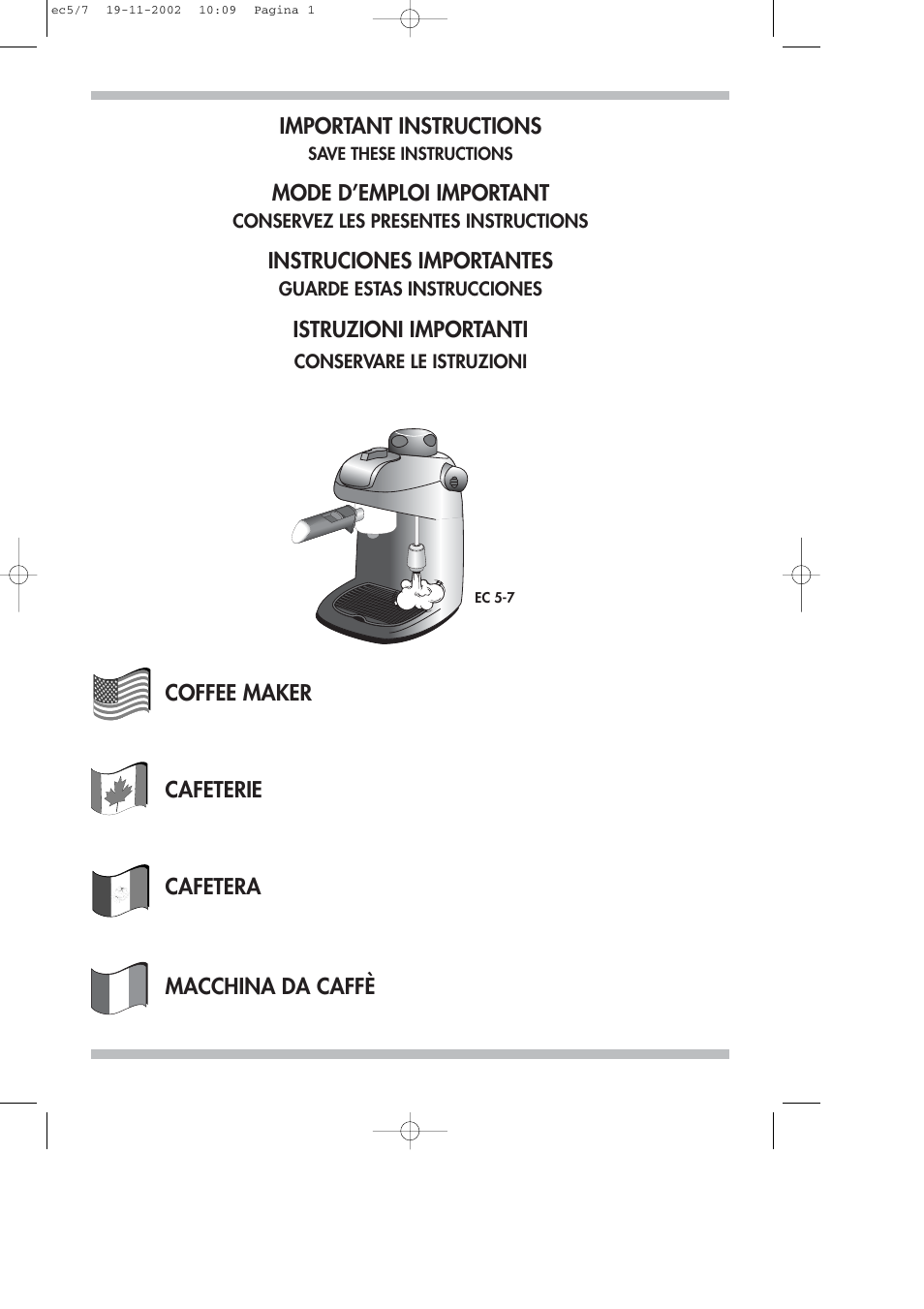 DeLonghi EC 5-7 User Manual | 11 pages