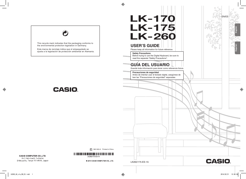 Guía del usuario, User’s guide | Casio LK-170 User Manual | Page 48 / 48