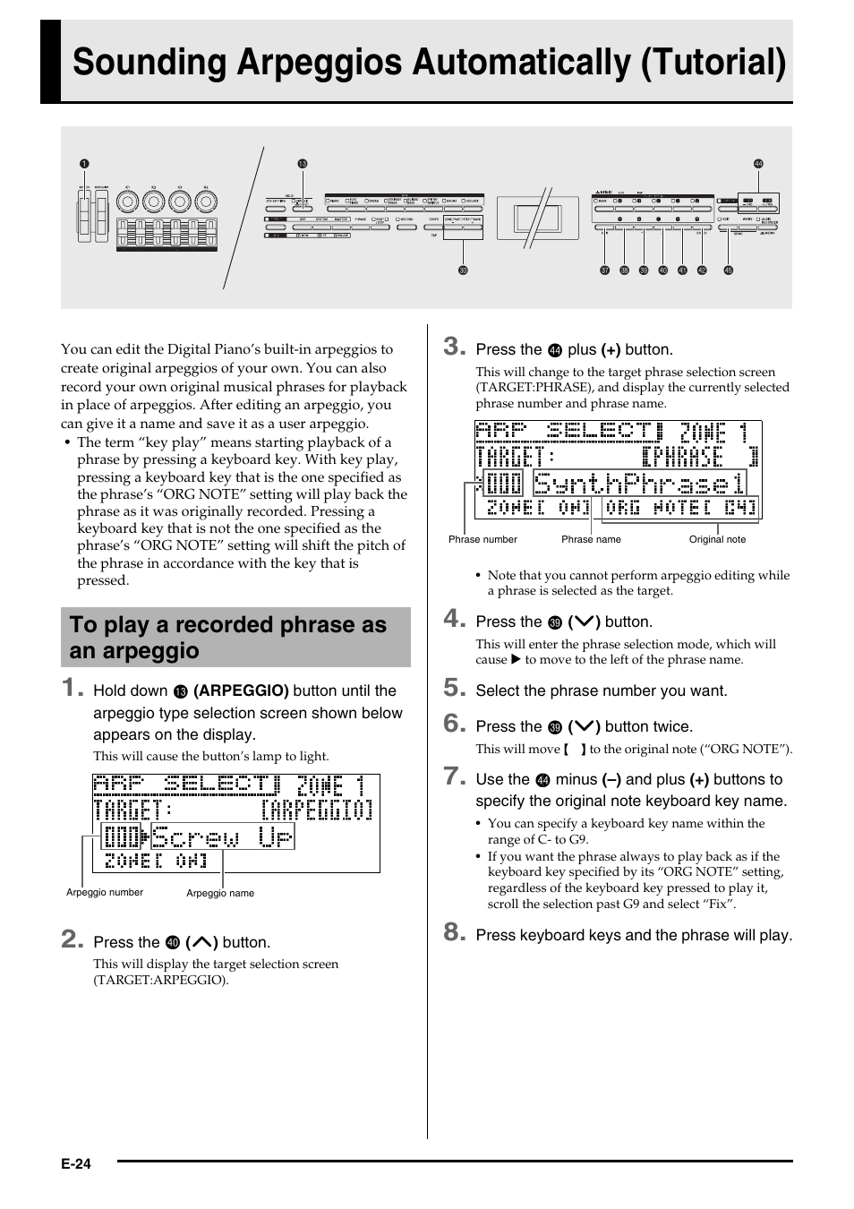 Sounding arpeggios automatically (tutorial) | Casio PX-5S Tutorial User Manual | Page 25 / 55