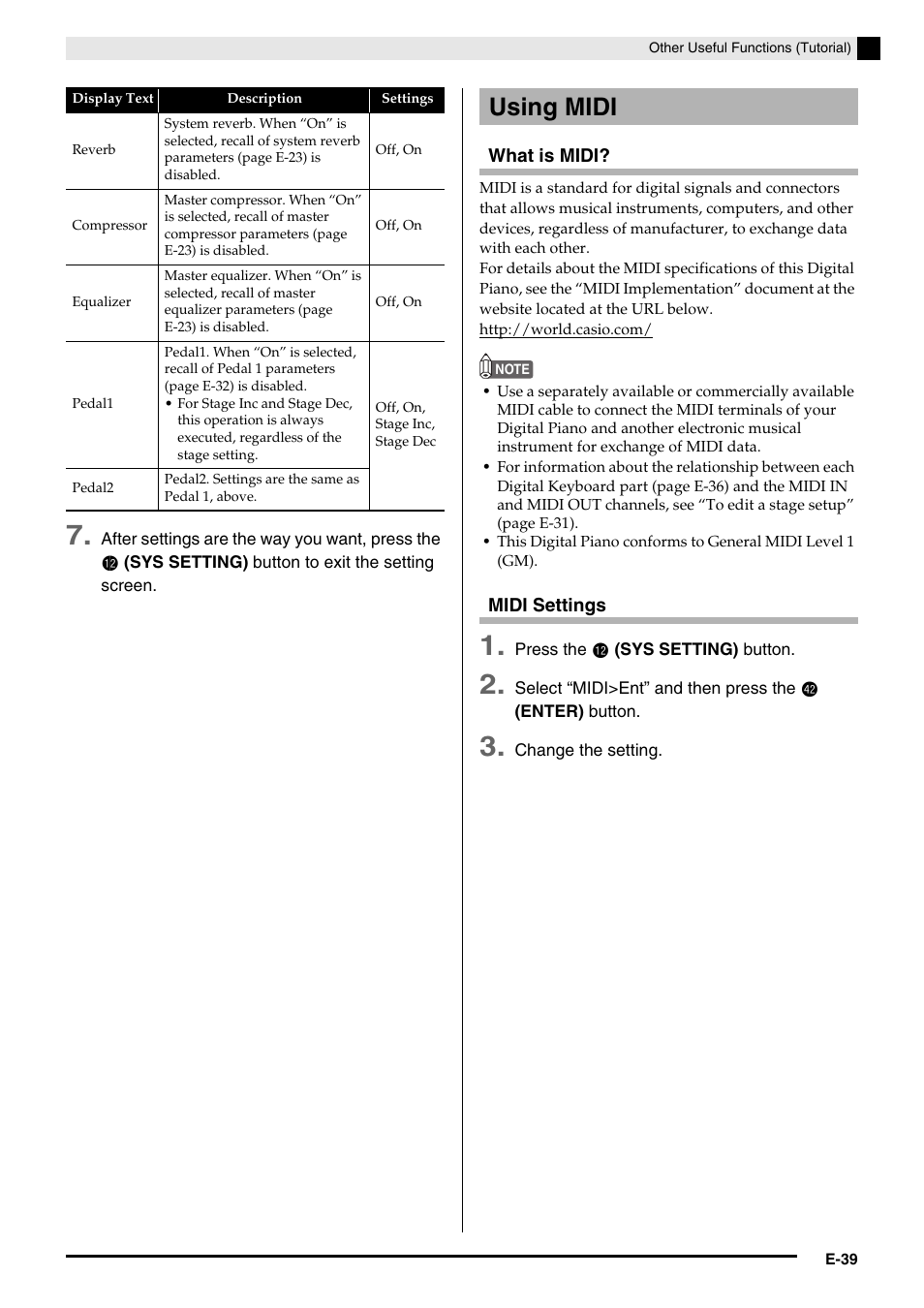 Using midi | Casio PX-5S Tutorial User Manual | Page 40 / 55