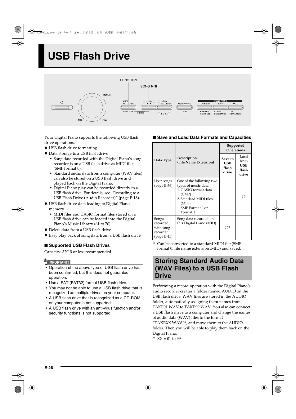 Usb flash drive | Casio PX-A800BN User Manual | Page 28 / 56