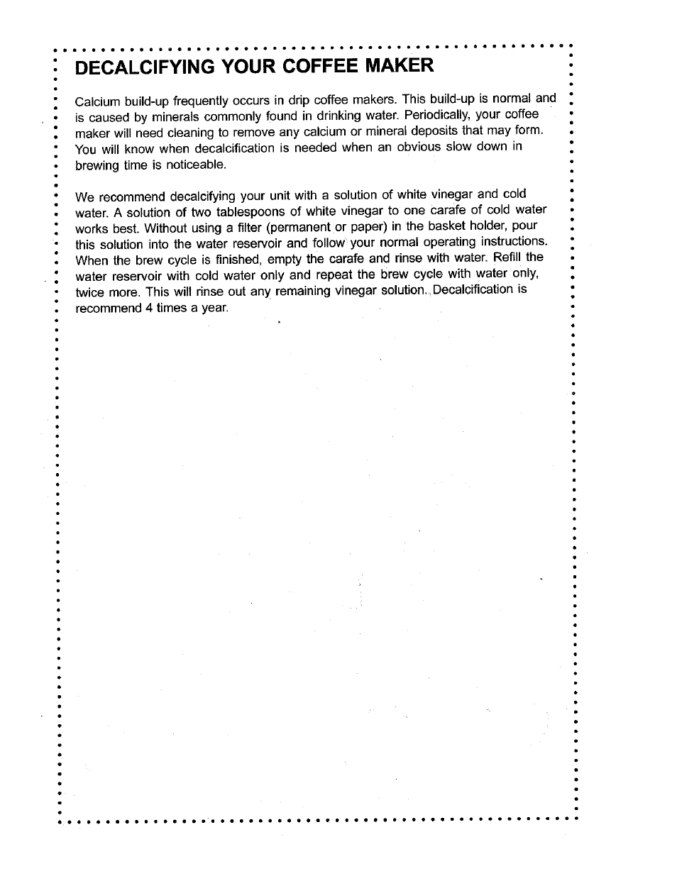 Decalcifying your coffee maker | DeLonghi DC60T User Manual | Page 4 / 5