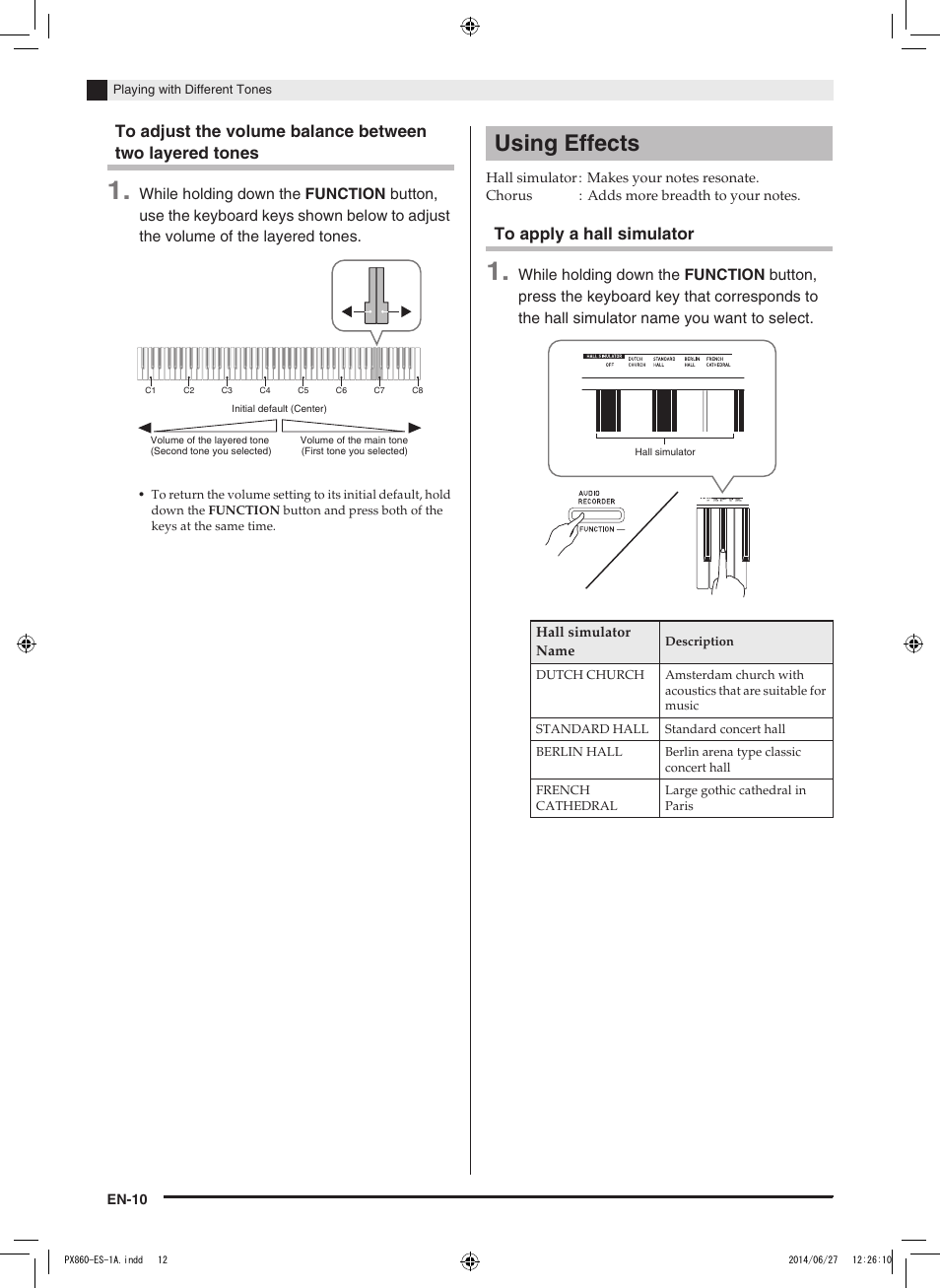 Using effects | Casio PX-860 User Manual | Page 11 / 67