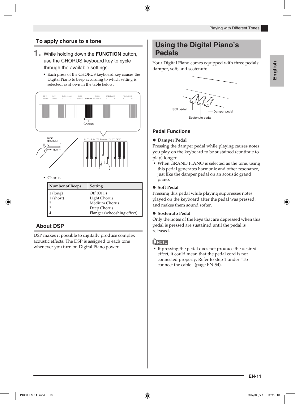 Using the digital piano’s pedals | Casio PX-860 User Manual | Page 12 / 67