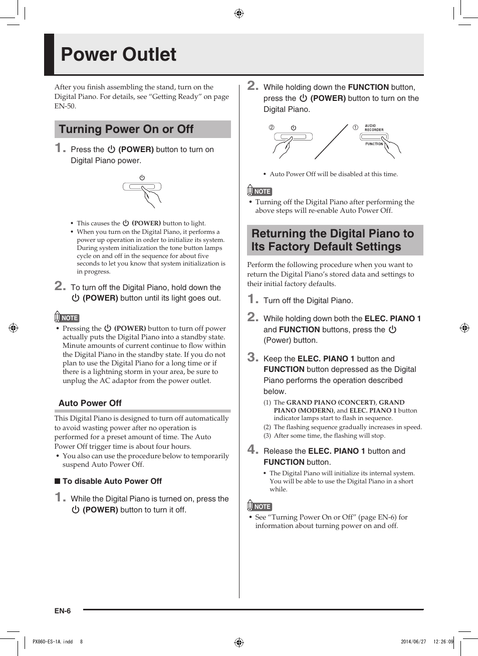 Power outlet | Casio PX-860 User Manual | Page 7 / 67