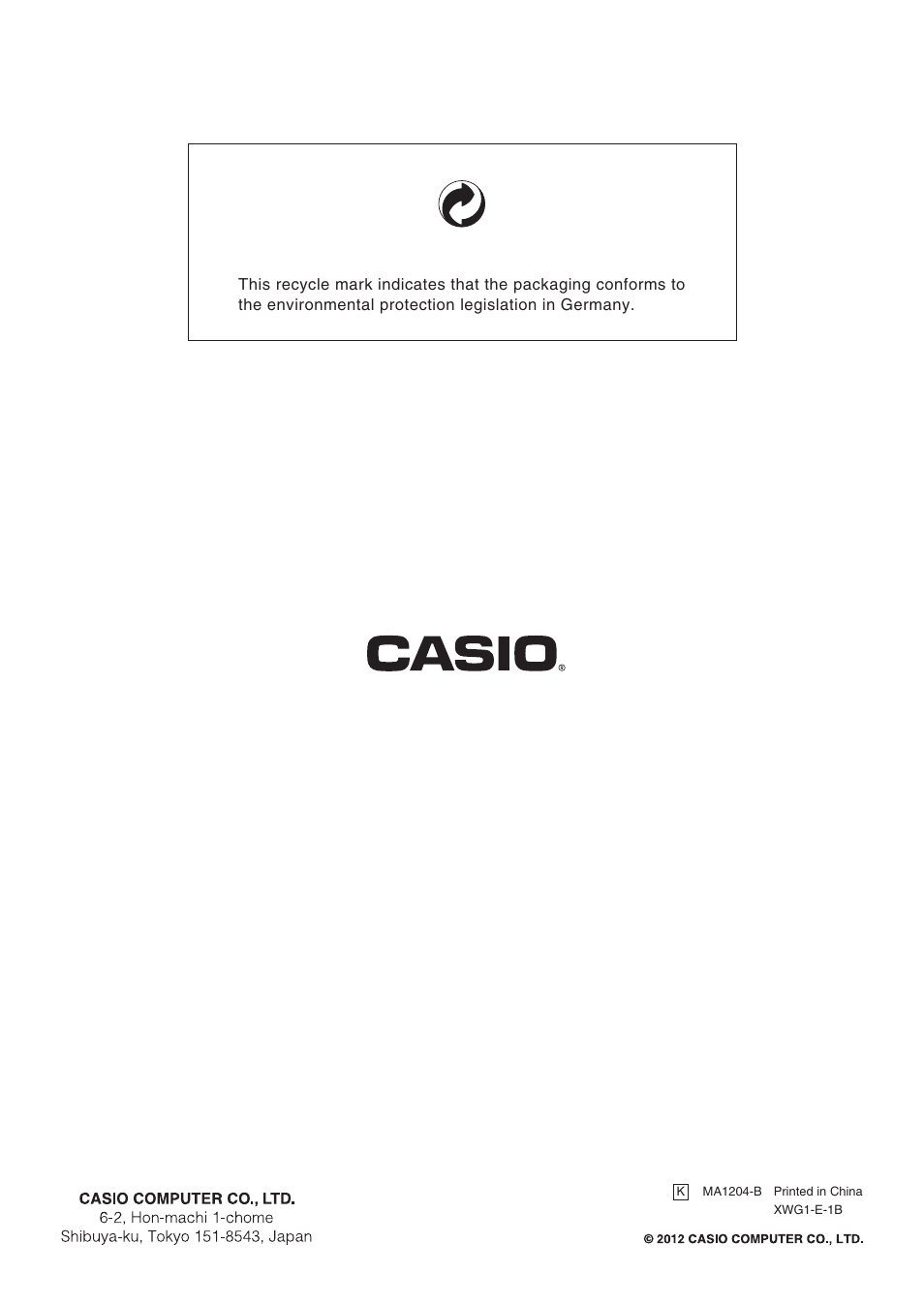 Casio XW-G1 User Manual | Page 108 / 108