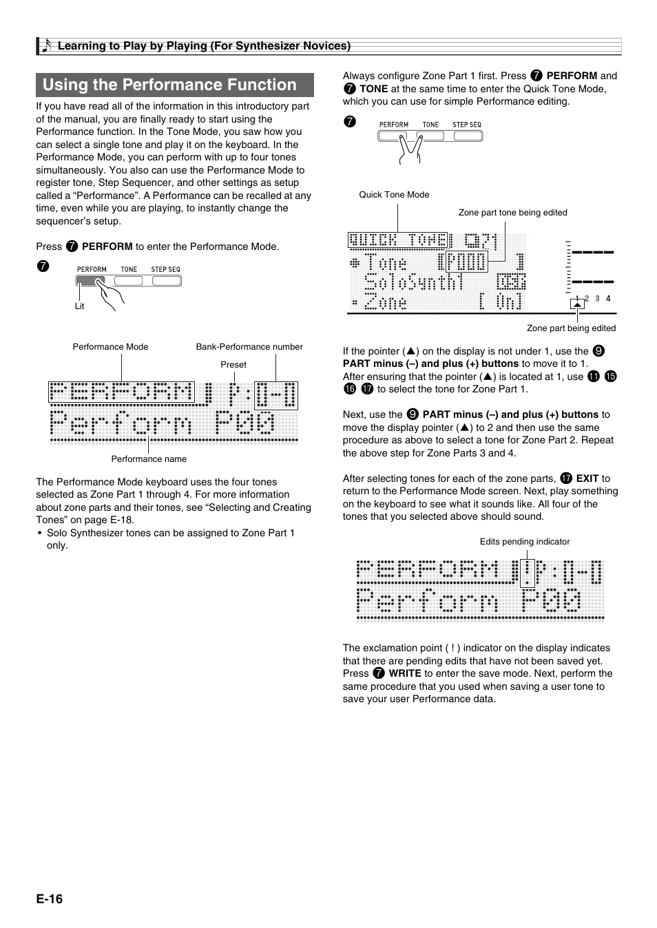 Using the performance function 7 | Casio XW-G1 User Manual | Page 18 / 108