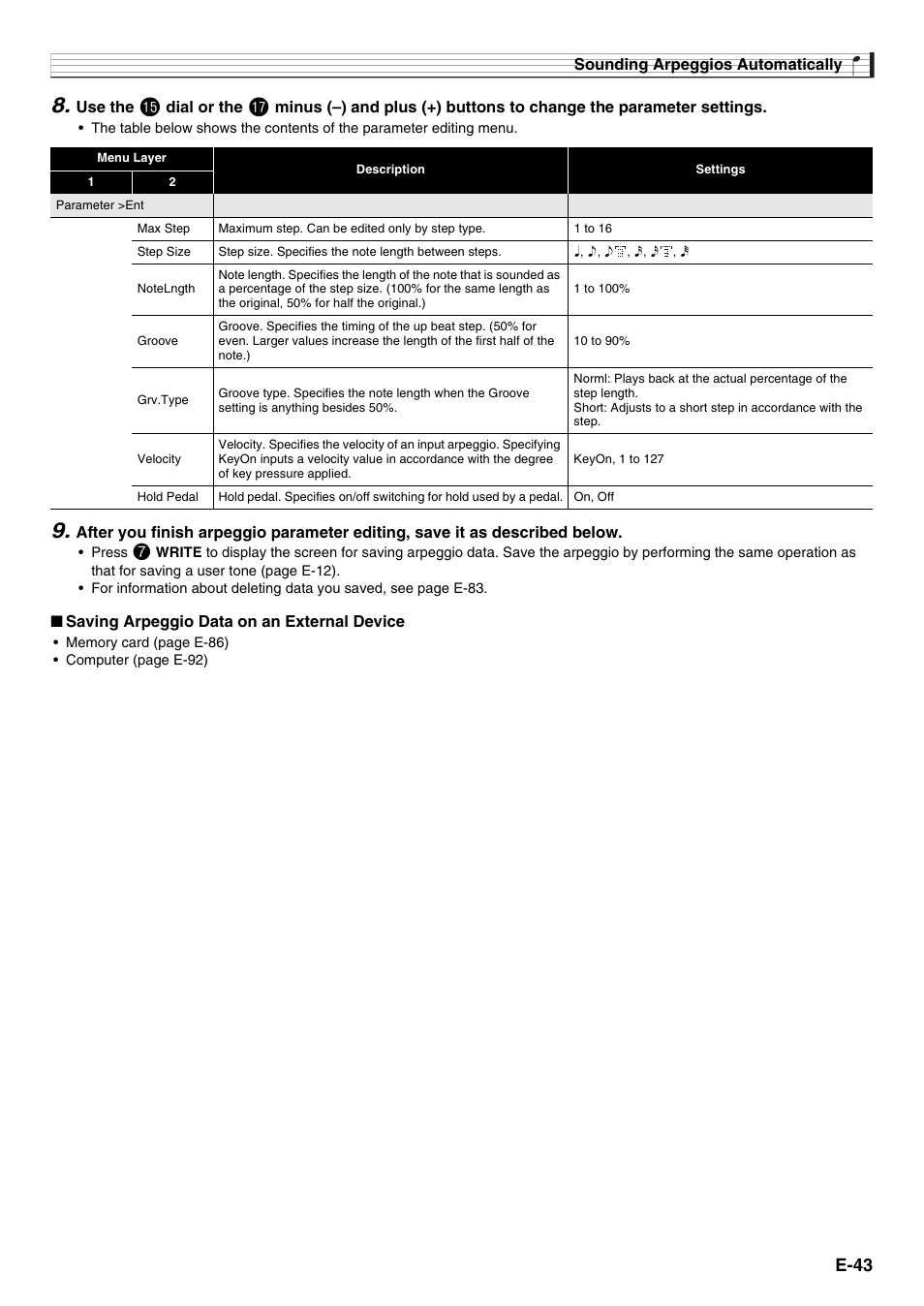 E-43 | Casio XW-G1 User Manual | Page 45 / 108