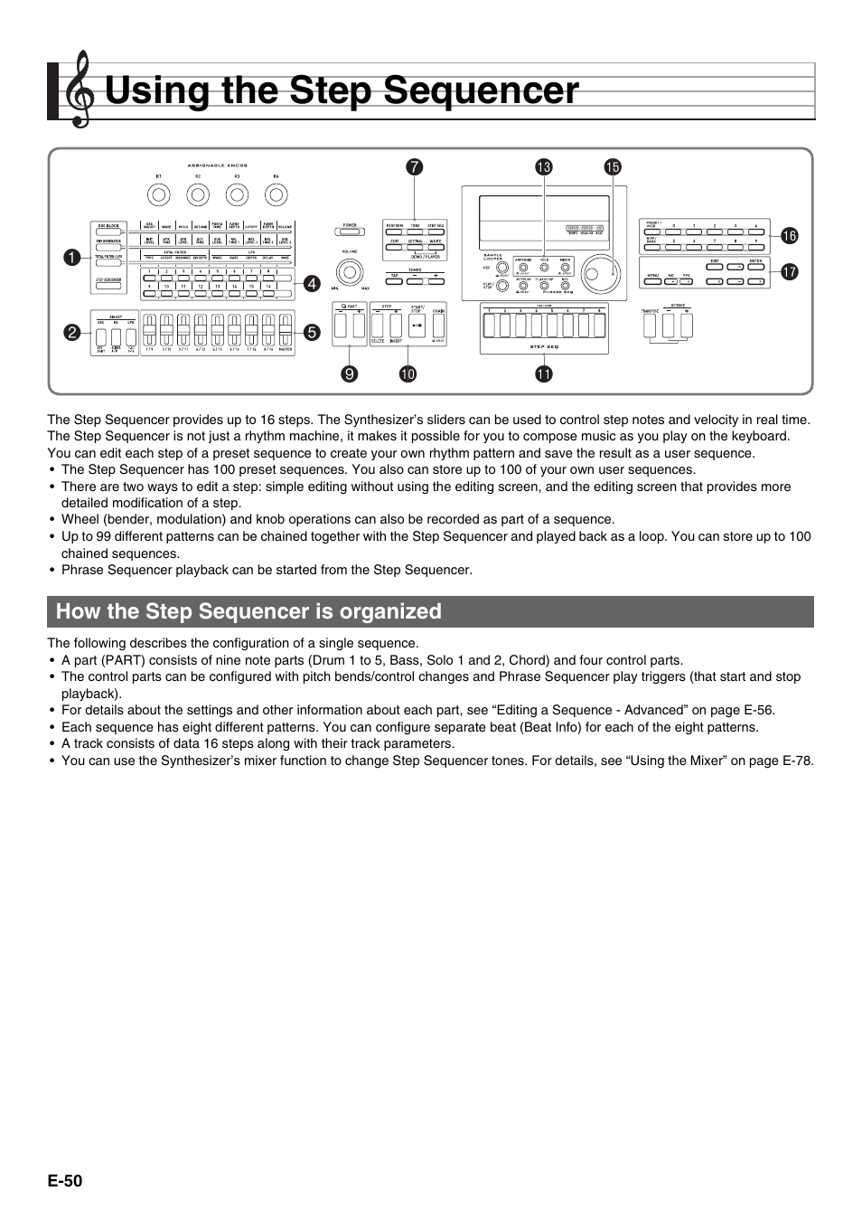 Using the step sequencer | Casio XW-G1 User Manual | Page 52 / 108
