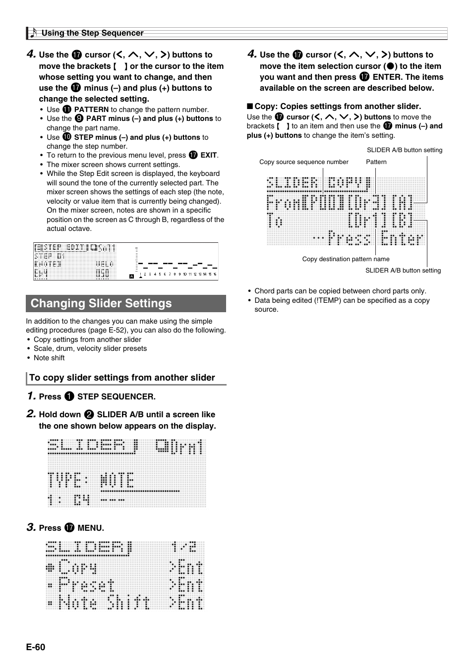 Changing slider settings | Casio XW-G1 User Manual | Page 62 / 108