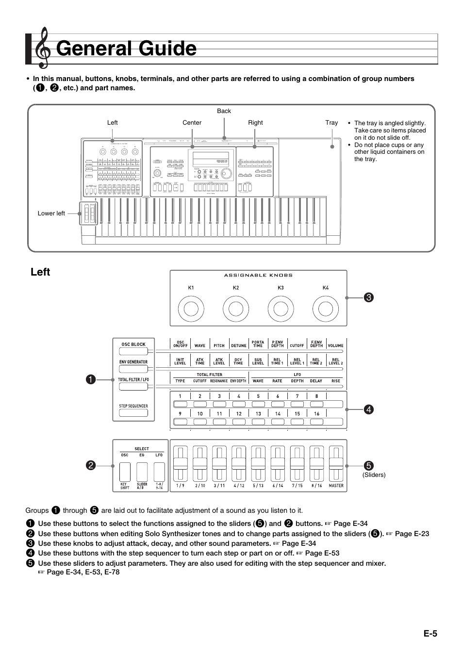 General guide, Left | Casio XW-G1 User Manual | Page 7 / 108