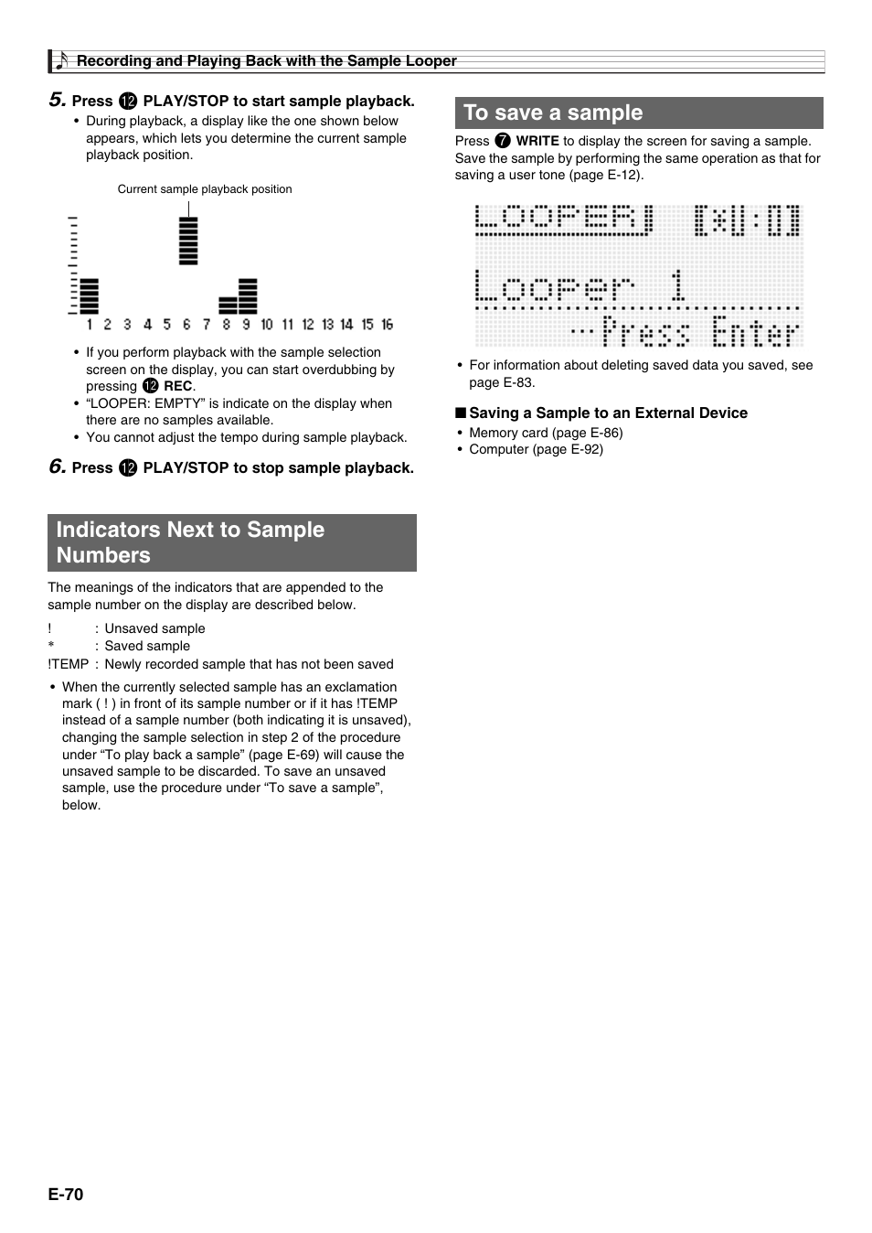 Indicators next to sample numbers | Casio XW-G1 User Manual | Page 72 / 108