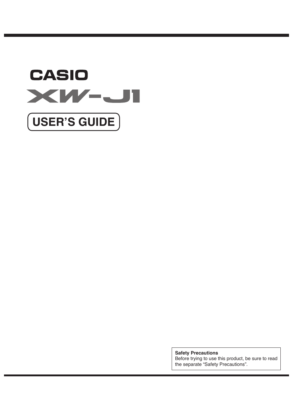 Casio XW-J1 User Manual | 20 pages