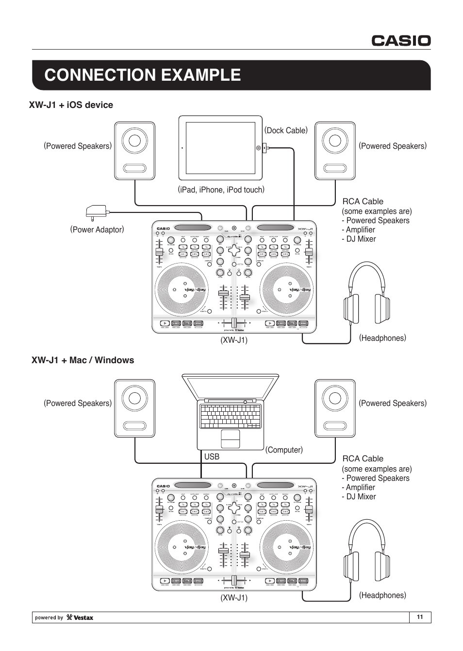 Connection example | Casio XW-J1 User Manual | Page 11 / 20