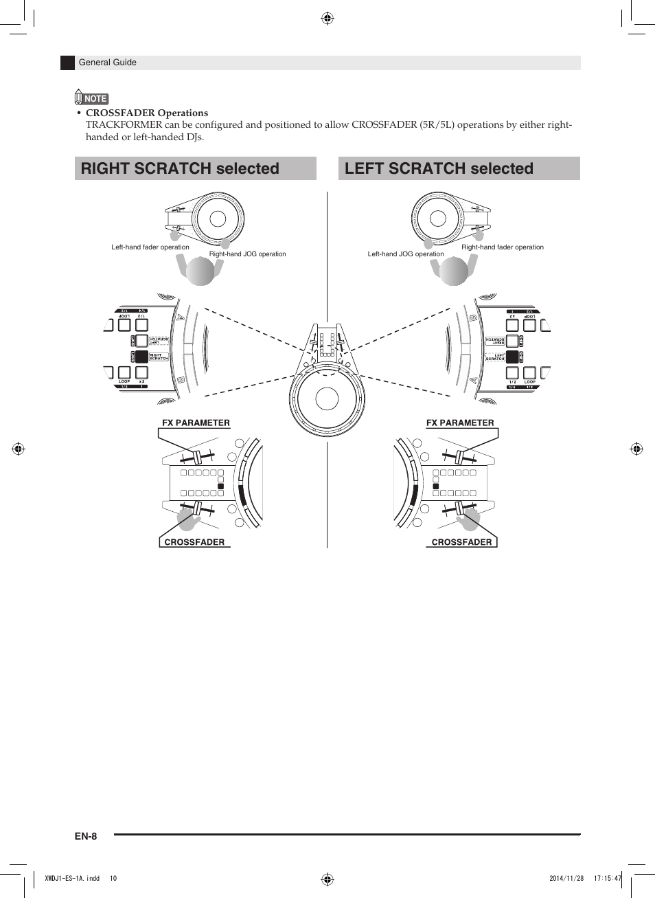 Right scratch selected left scratch selected | Casio XW-DJ1 User Manual | Page 10 / 23