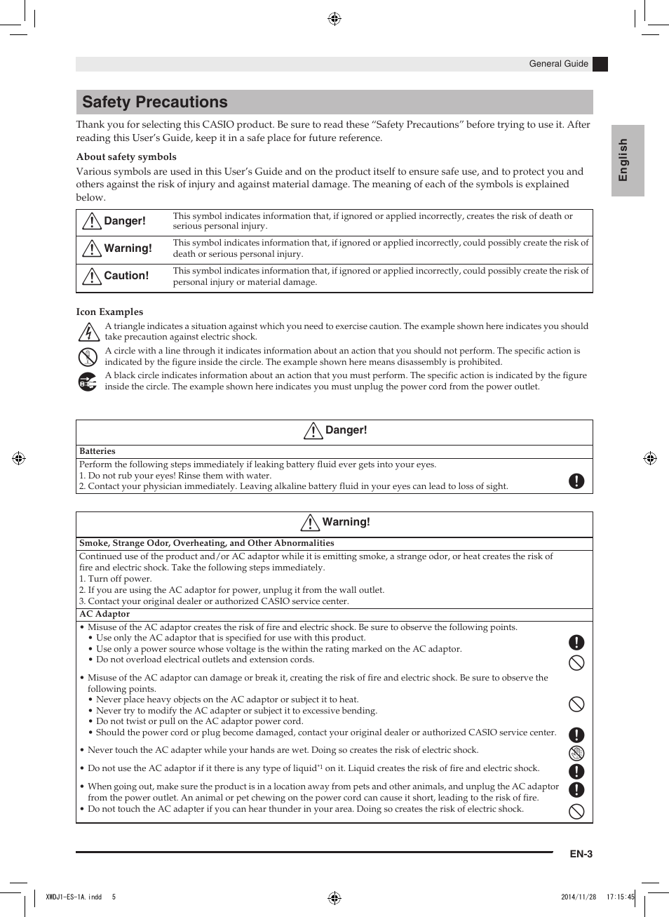 Safety precautions | Casio XW-DJ1 User Manual | Page 5 / 23
