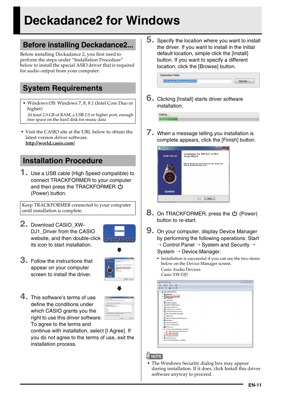 Deckadance2 for windows, Before installing deckadance2, System requirements | Installation procedure | Casio XW-DJ1 Tutorial User Manual | Page 13 / 19