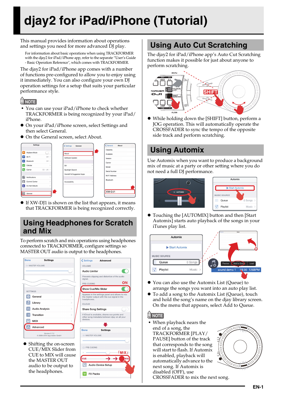 Djay2 for ipad/iphone (tutorial), Using headphones for scratch and mix, Using auto cut scratching | Using automix, Using auto cut scratching using automix | Casio XW-DJ1 Tutorial User Manual | Page 3 / 19