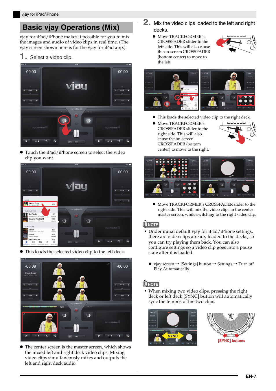 Basic vjay operations (mix) | Casio XW-DJ1 Tutorial User Manual | Page 9 / 19