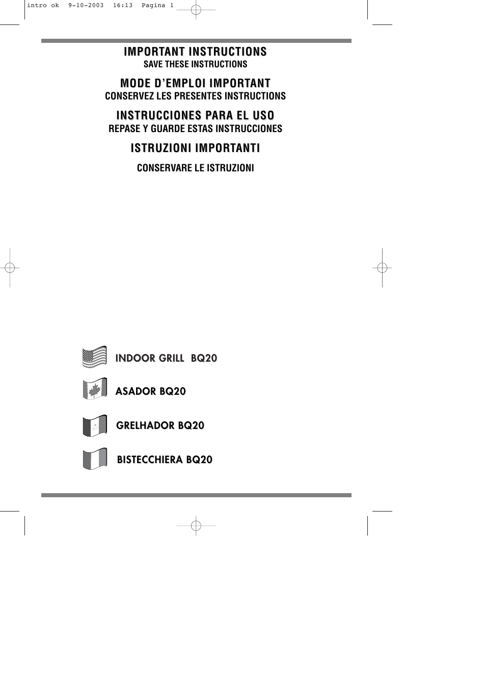 DeLonghi BQ20 User Manual | 9 pages