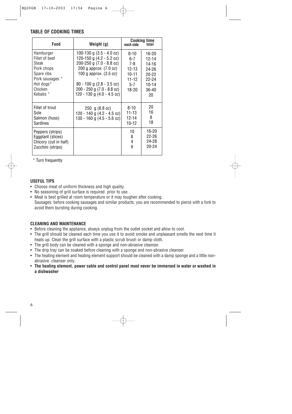 DeLonghi BQ20 User Manual | Page 6 / 9