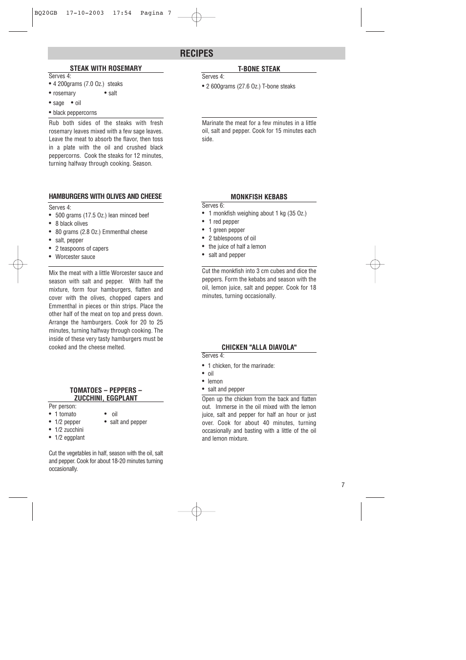 Recipes | DeLonghi BQ20 User Manual | Page 7 / 9