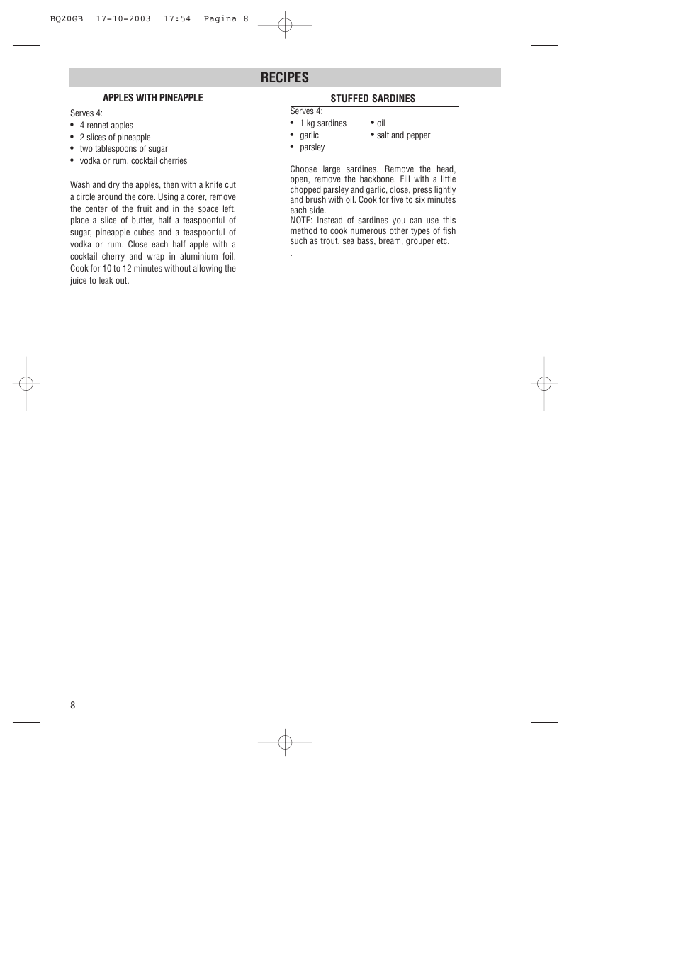 Recipes | DeLonghi BQ20 User Manual | Page 8 / 9