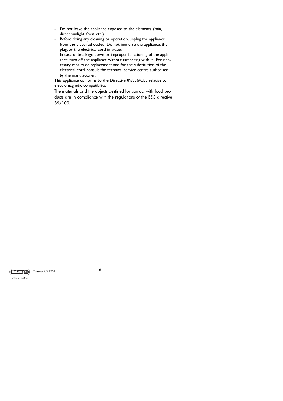 DeLonghi CBT201 User Manual | Page 6 / 8
